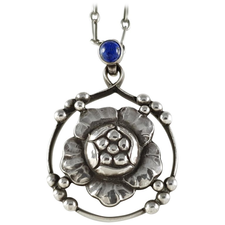 Early Jensen lapis floral pendant